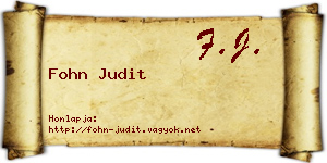 Fohn Judit névjegykártya